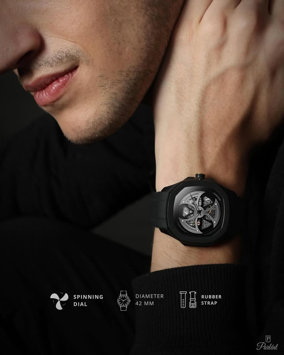 Premium Black Skeleton Watch for Men Luxury Designer Automatic Style Watch
