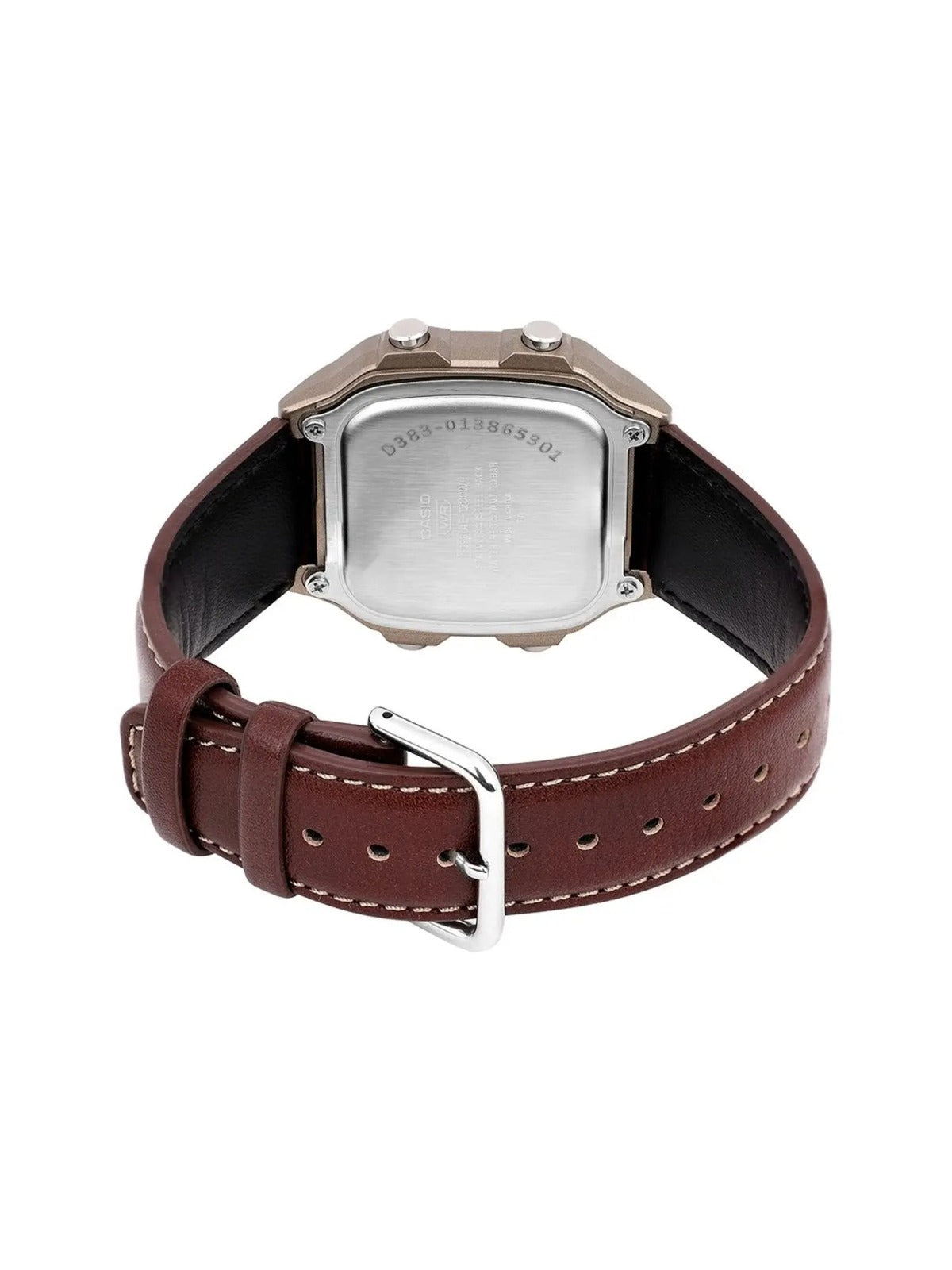 Casio AE-1200 World Time Digital Watch – Brown Leather Strap, 10-Year Battery, Water-Resistant