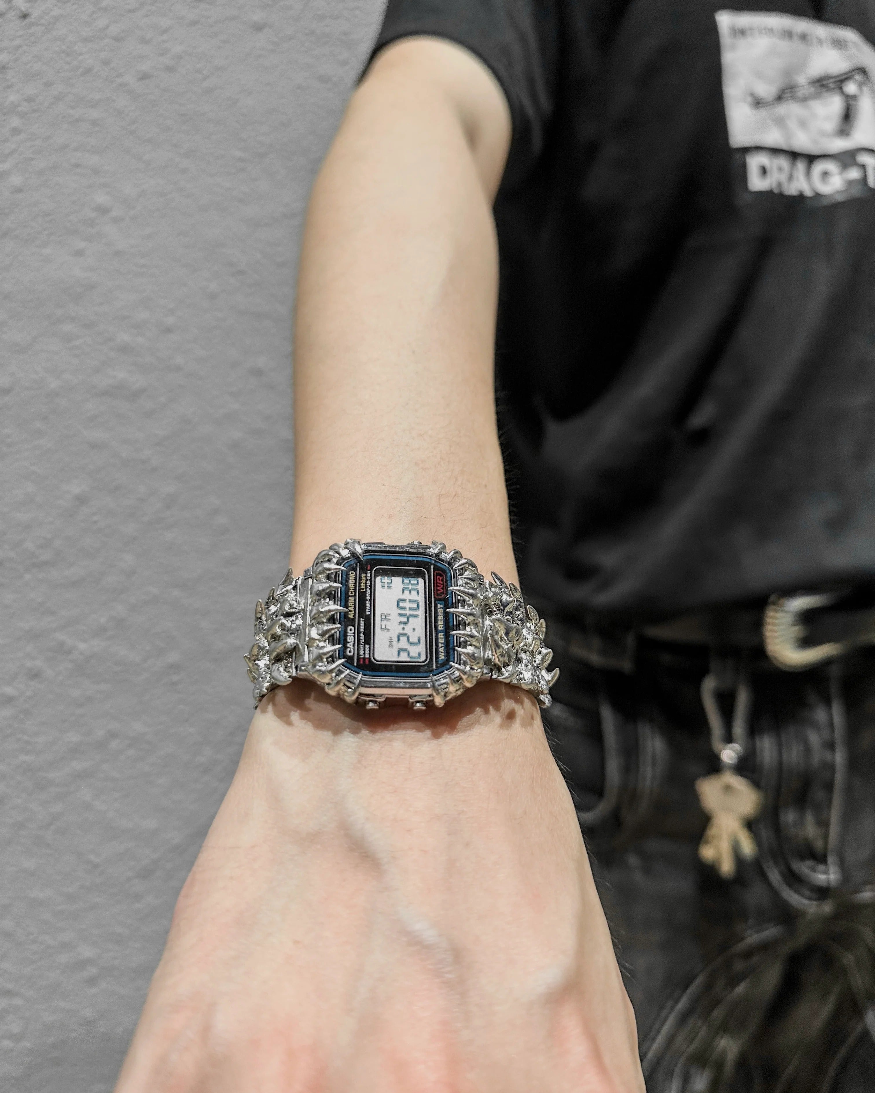 Gothic Spike Strap Digital Watch for Men & Women Trendy Punk Style LED Fashion Watch