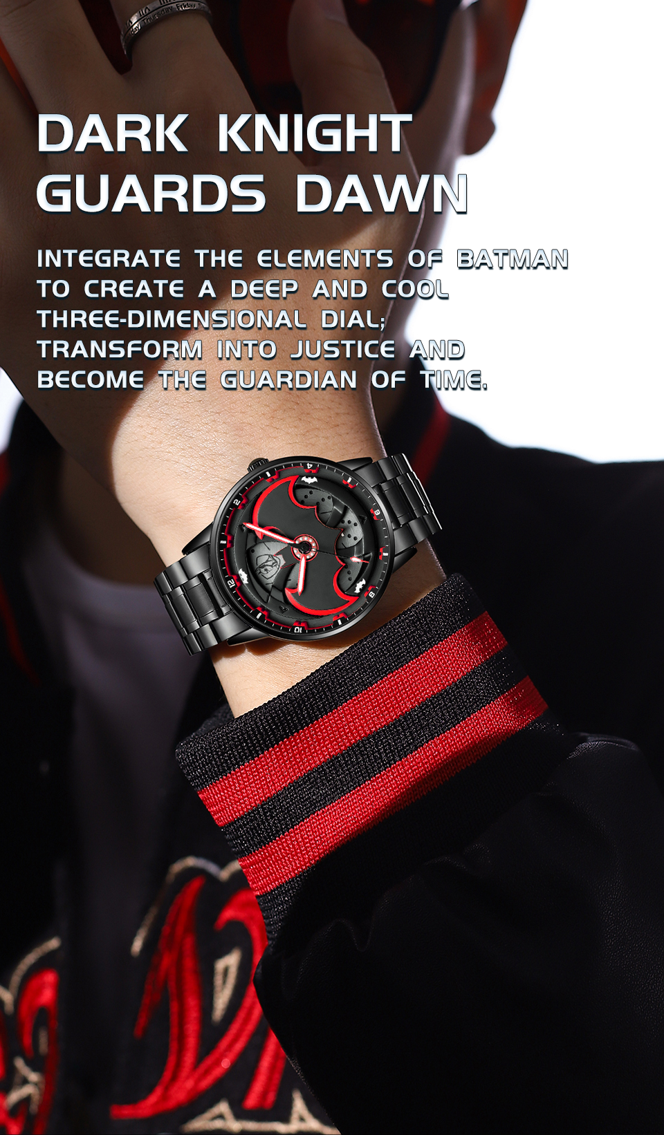 Bat-Inspired Superhero Watch for Men Black & Yellow Designer Wrist Watch